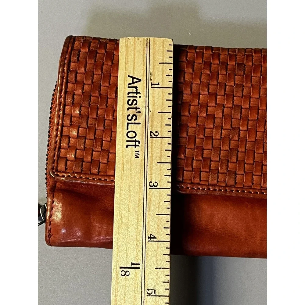 Harbour 2nd‎ Wallet Womens One Size Orange Leather Woven Zip Around Anchor Logo